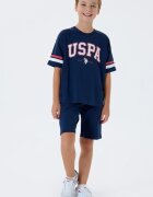 U.S. Polo Assn. Къс тренировъчен екип от памук с лого Тъмносин