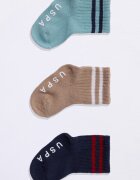 U.S. Polo Assn. Къси чорапи - 3 чифта Тъмнокафяв/Черен/Петролно синьо
