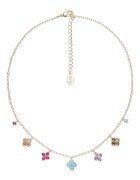 U.S. Polo Assn. Колие с кристали и флорални елементи Златист/Тюркоаз/Лилав