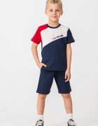 U.S. Polo Assn. Памучен къс спортен екип с цветен блок Червен/Бял/Тъмносин