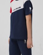 U.S. Polo Assn. Памучен къс спортен екип с цветен блок Червен/Бял/Тъмносин