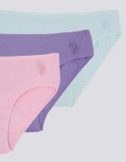 U.S. Polo Assn. Памучни бикини с лого - 3 чифта Розово/Лавандула/Ментово зелено