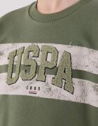 U.S. Polo Assn. Суитшърт с принт и спортен панталон Папратово зелено/Светло бежово