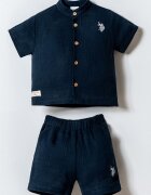 U.S. Polo Assn. Тениска с копчета и къс панталон 2 части Ултрамарин синьо