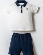 U.S. Polo Assn. Тениска с яка и къс панталон 2 части Бял/Тъмносин