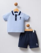 U.S. Polo Assn. Тениска с яка и къс панталон Светлосин/Тъмносин