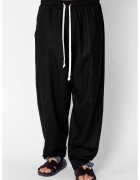 uFIT Дълъг панталон от лен с ластик Oversized Black 21276