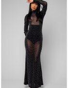 uFIT Дълга рокля с камъни Black 20369