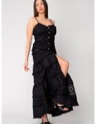 uFIT Дълга рокля с копчета и бродерия Black 16351 - Черен
