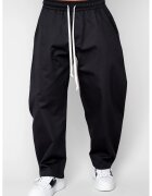 uFIT Дълги прави панталони Oversized с шнур от 100% Памук - Premium Edition Black 20291