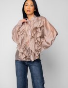 uFIT Дамска риза с волани Taupe 20032 Сиво-кафяв