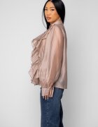 uFIT Дамска риза с волани Taupe 20032 Сиво-кафяв