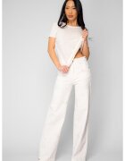 uFIT Еластични широки дънкови дънки с бродерия Cream 20874