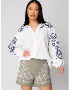 uFIT Къси панталони с бродерия Маслинено/Крем 16431 - Бежов/Маслинено зелено