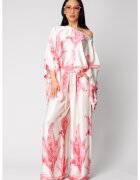 uFIT Комплект от блуза и дълъг панталон в копринена смес Off White/ Rose 16714 - Бял