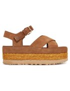 UGG Дамски сандали дамски еспадрили - естествена кожа - модел с каишка на глезена - кафяви W Aubrey