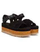 UGG Дамски сандали - еспадрили Blk W Aubrey - естествена кожа - с презрамки - черни
