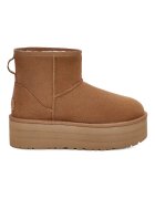 UGG Велурени непромокаеми боти Classic Mini с равна платформа Карамел