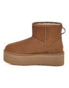 UGG Велурени непромокаеми боти Classic Mini с равна платформа Карамел