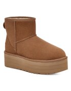 UGG Велурени непромокаеми боти Classic Mini с равна платформа Карамел
