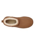 UGG Велурени непромокаеми боти Classic Mini с равна платформа Карамел