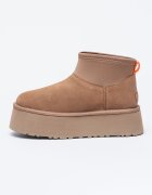 UGG Велурени зимни боти Classic Mini Dipper с текстил Бежов