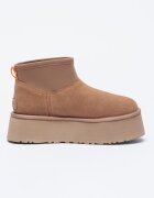 UGG Велурени зимни боти Classic Mini Dipper с текстил Бежов