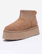 UGG Велурени зимни боти Classic Mini Dipper с текстил Бежов