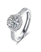 UNA VIDA Годежен пръстен с диамант Marbella Moissanite - сребро 925 - регулируем размер