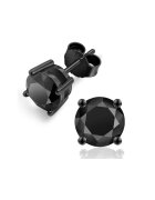 UNA VIDA Обеци Моасанит Full Black 0.6ct - 5.5мм - Сребро 925