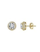 UNA VIDA Обеци с Моасанит 0.5 ct - Сребро 925 с позлата - Дизайн Хало
