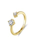 UNA VIDA Регулируем пръстен Dual Glow Moissanite - Сребро 925 - за