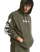 Under Armour Поларено фитнес худи Rival Graphic HD с ръкави реглан - Бял/Каки