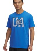 Under Armour Тениска College с памук с лого Кралско Синьо/Мръснобял