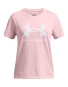 Under Armour Тениска с овално деколте и лого Бял/Светлорозов