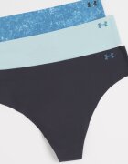 Under Armour Тренировъчна безшевна танга Pure Stretch - 3 чифта Черен/Тъмносин/Светлосин