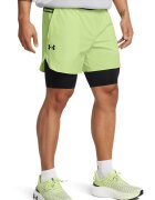 Under Armour Тренировъчни шорти Vanish Elite с дизайн 2 в 1 - Черен/Шам фъстък зелено
