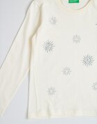 United Colors of Benetton Блуза с декоративни камъни Слонова кост/Сребрист