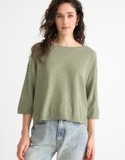 United Colors of Benetton Блуза с лен с 3/4 ръкави Зелени аспержи