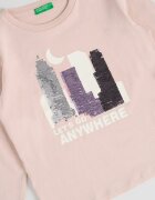 United Colors of Benetton Блуза с овално деколте и пайети Прашно розово/Сребрист
