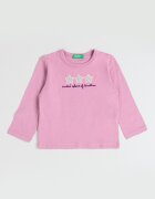 United Colors of Benetton Бродирана блуза с пайети Тъмнорозов/Сребрист