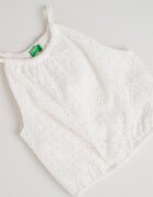 United Colors of Benetton Дантелен топ с високо деколте Бял