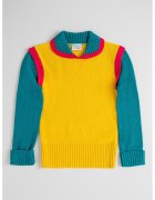 United Colors of Benetton Фино плетен пуловер - Фуксия/Шафраново жълто/Аква зелено