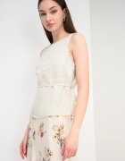 United Colors of Benetton Ленена блуза с колан Слонова кост
