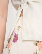 United Colors of Benetton Ленена блуза с колан Слонова кост