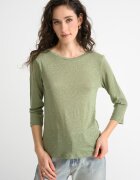 United Colors of Benetton Ленена блуза Зелени аспержи