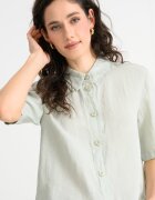 United Colors of Benetton Ленена риза със среднодълги ръкави Бледозелен