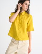 United Colors of Benetton Ленена риза със среднодълги ръкави Шафраново жълто