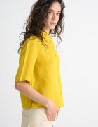 United Colors of Benetton Ленена риза със среднодълги ръкави Шафраново жълто