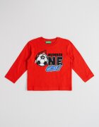 United Colors of Benetton Памучна блуза с фигурален принт и интерактивен елемент Червен/Черен